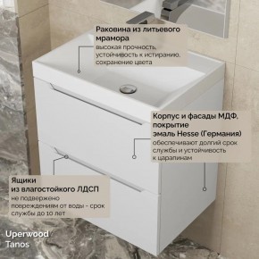Тумба с раковиной Uperwood Tanos 50 см, подвесная, белая матовая в Воткинске - votkinsk.ok-mebel.com | фото 6